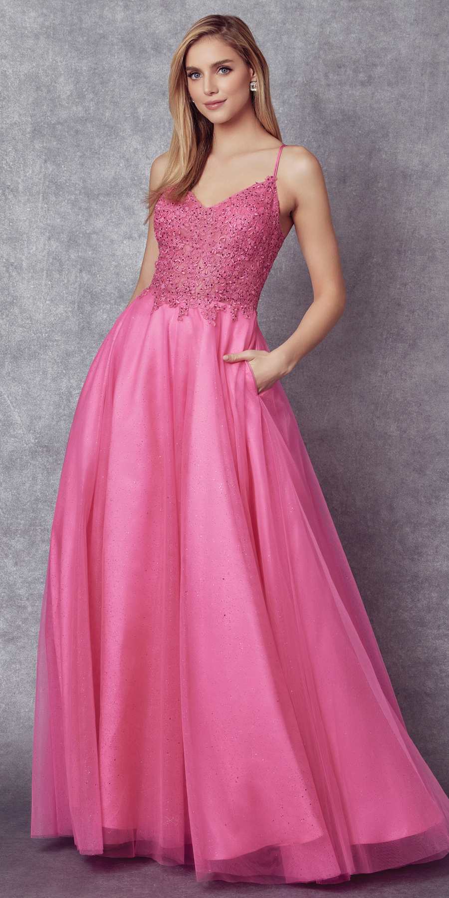Juliet 268 Embroidered Sparkle Tulle Ball Gown