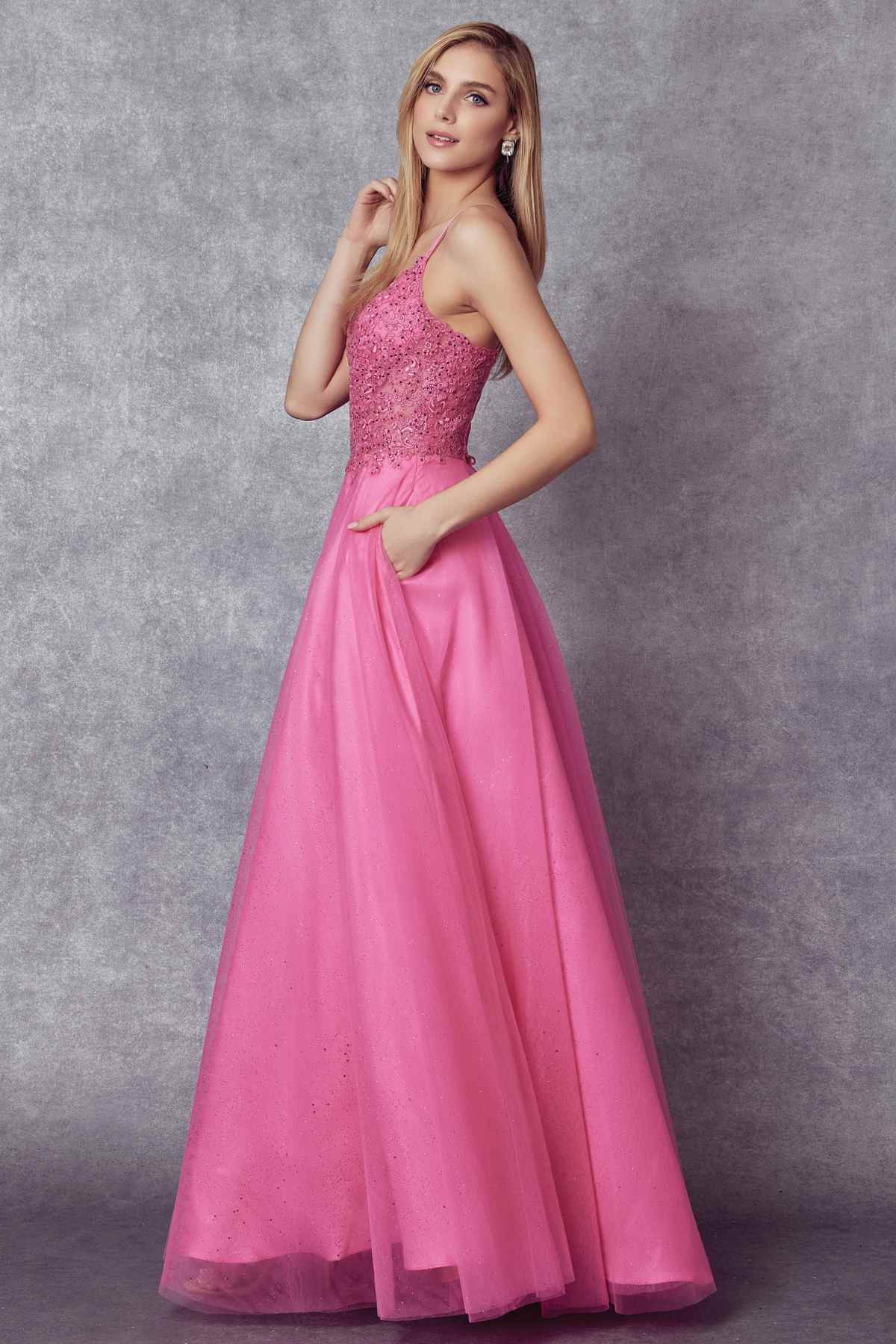 Juliet 268 Embroidered Sparkle Tulle Ball Gown