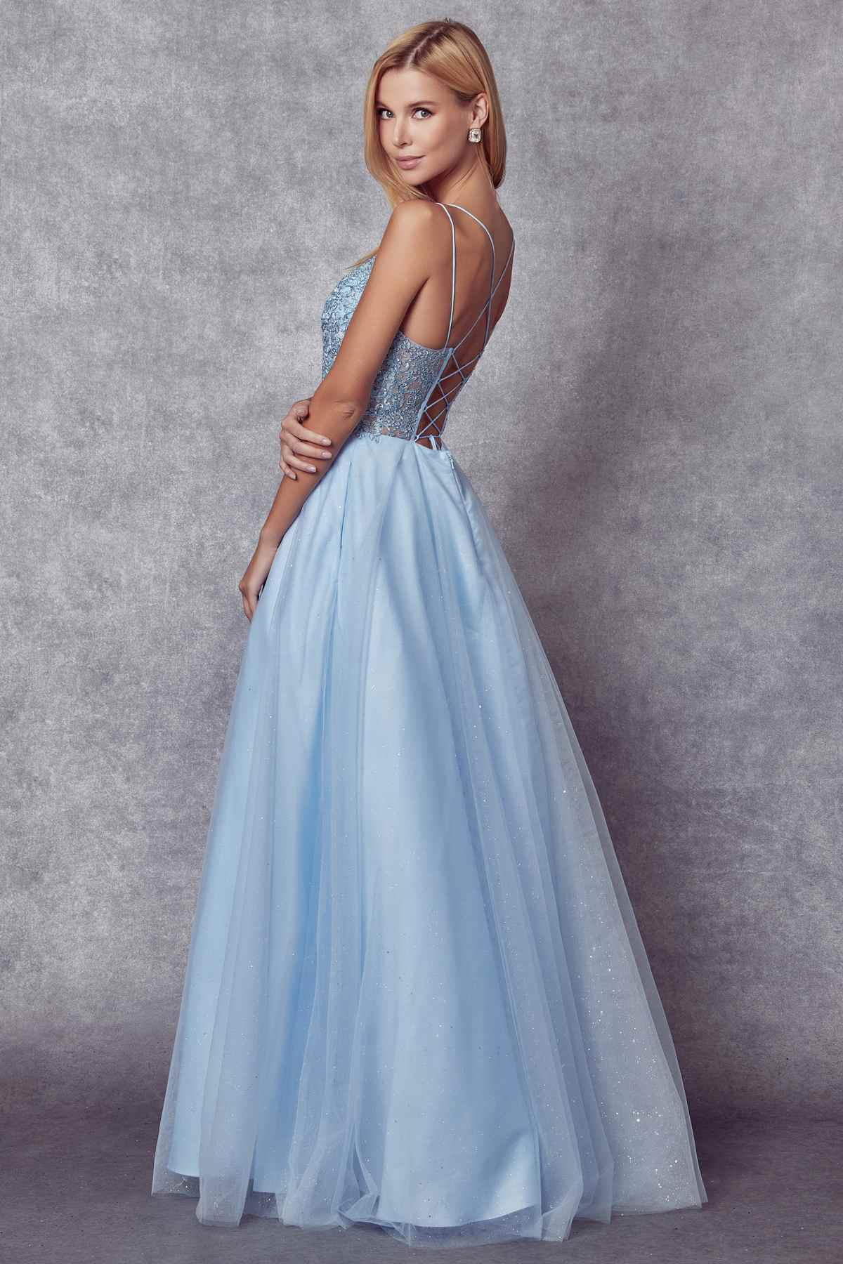 Juliet 268 Embroidered Sparkle Tulle Ball Gown