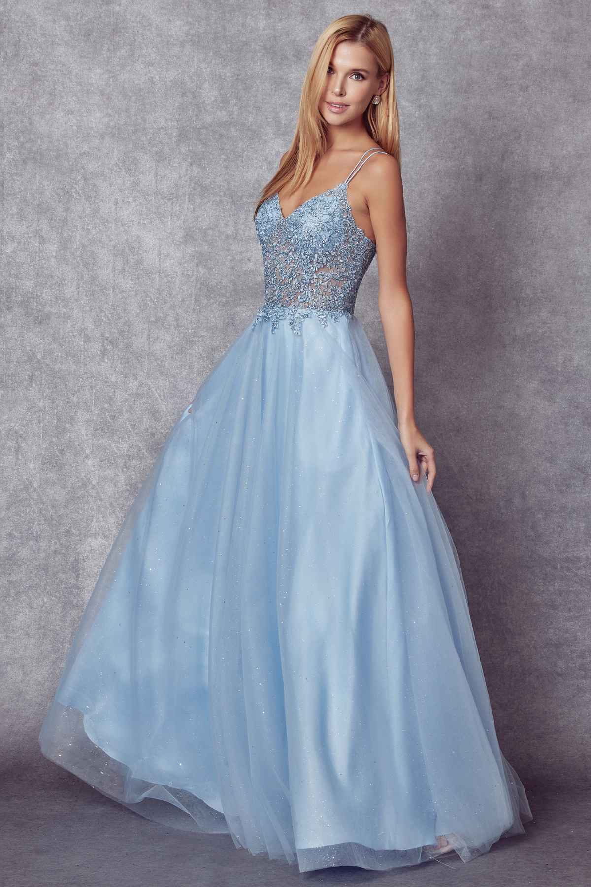 Juliet 268 Embroidered Sparkle Tulle Ball Gown