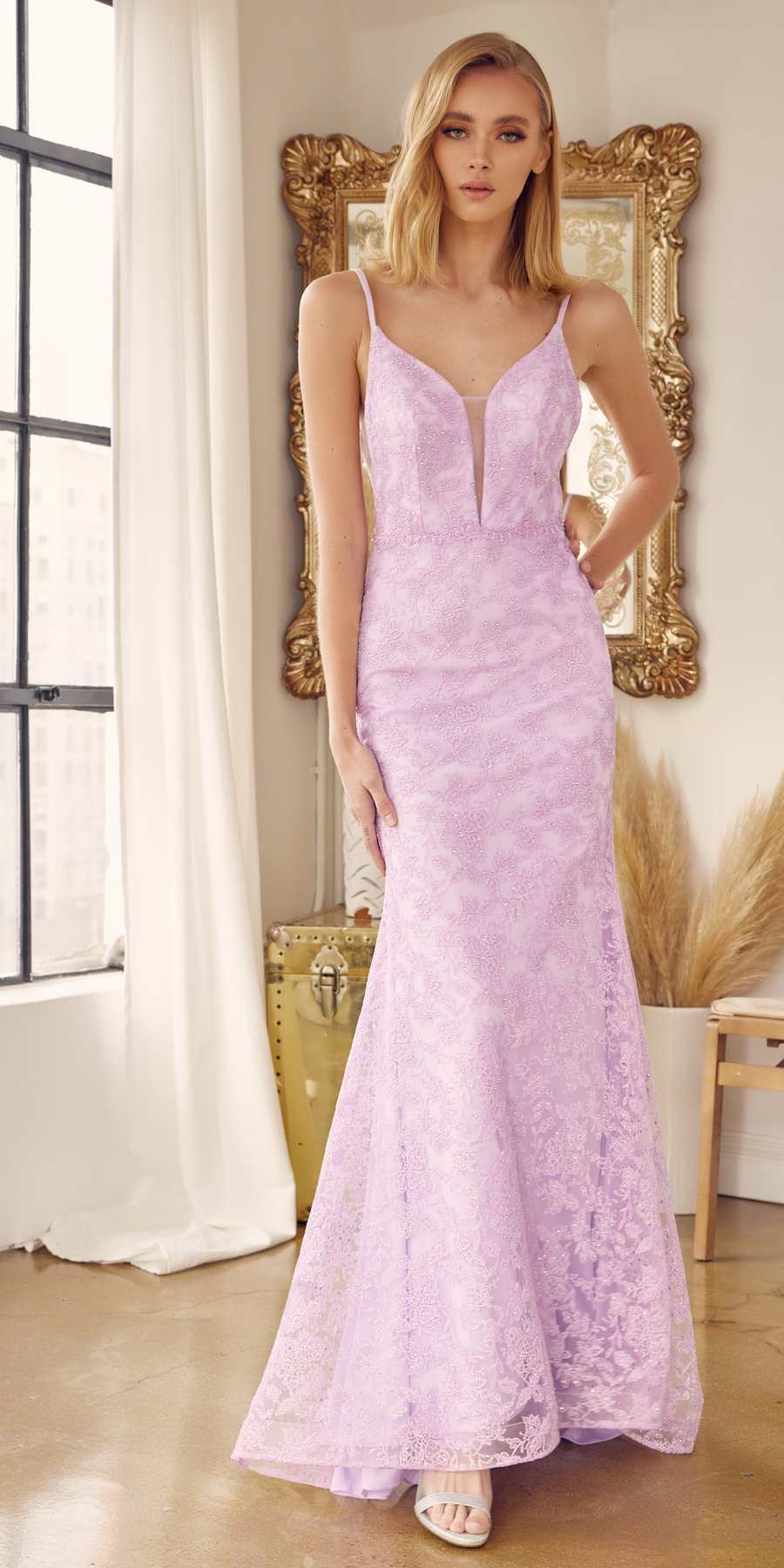 Juliet 272 Embroidered Lace With Stone Accents Fitted Dress