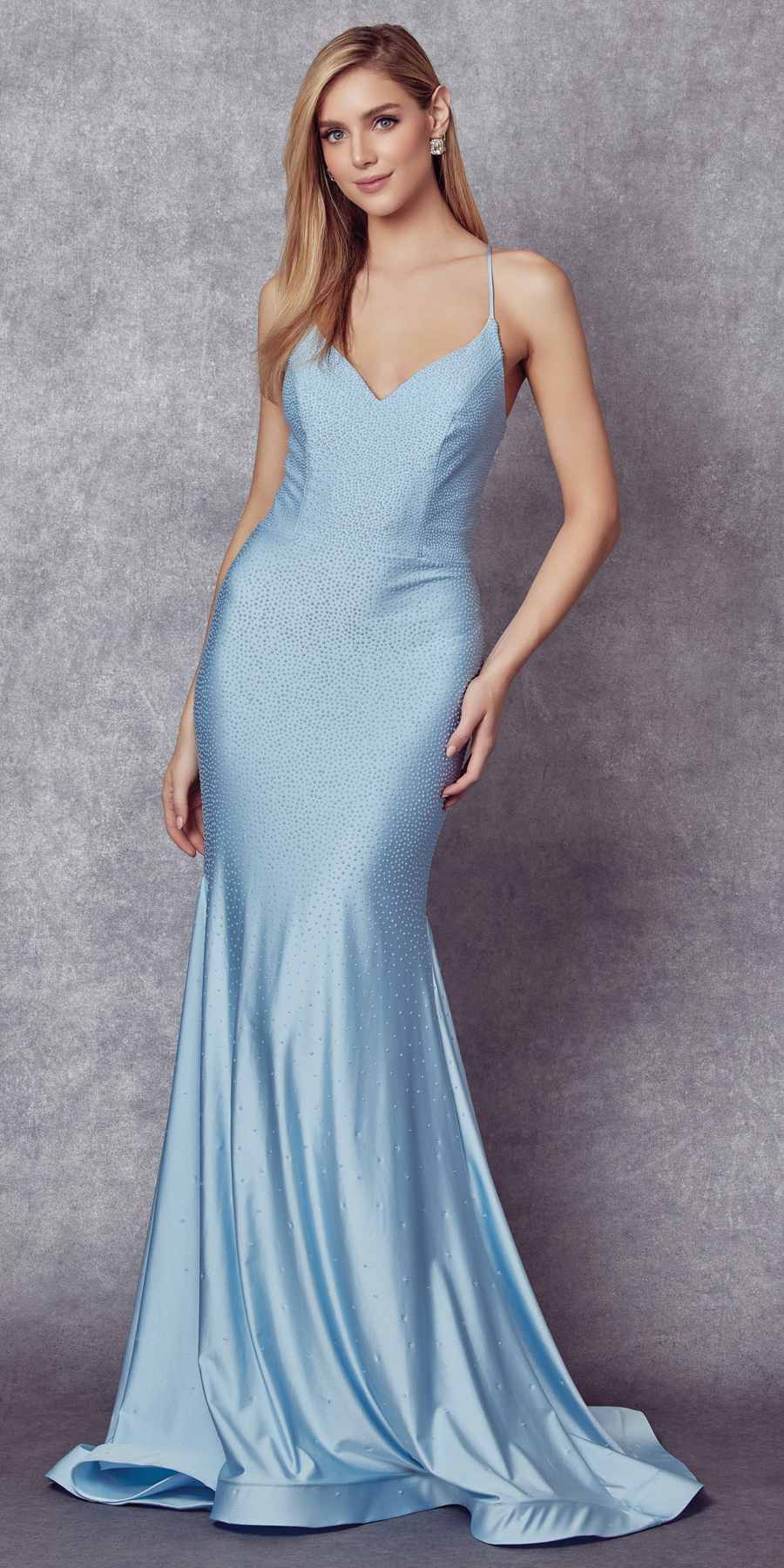 Juliet 276 Stone Accented Long Mermaid Gown