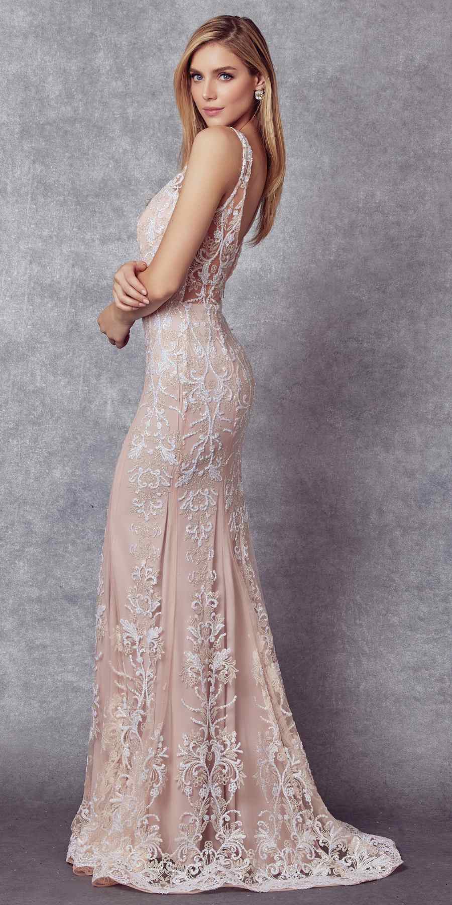 Juliet 277W Fancy Glitter Design Tulle Mermaid Wedding Dress
