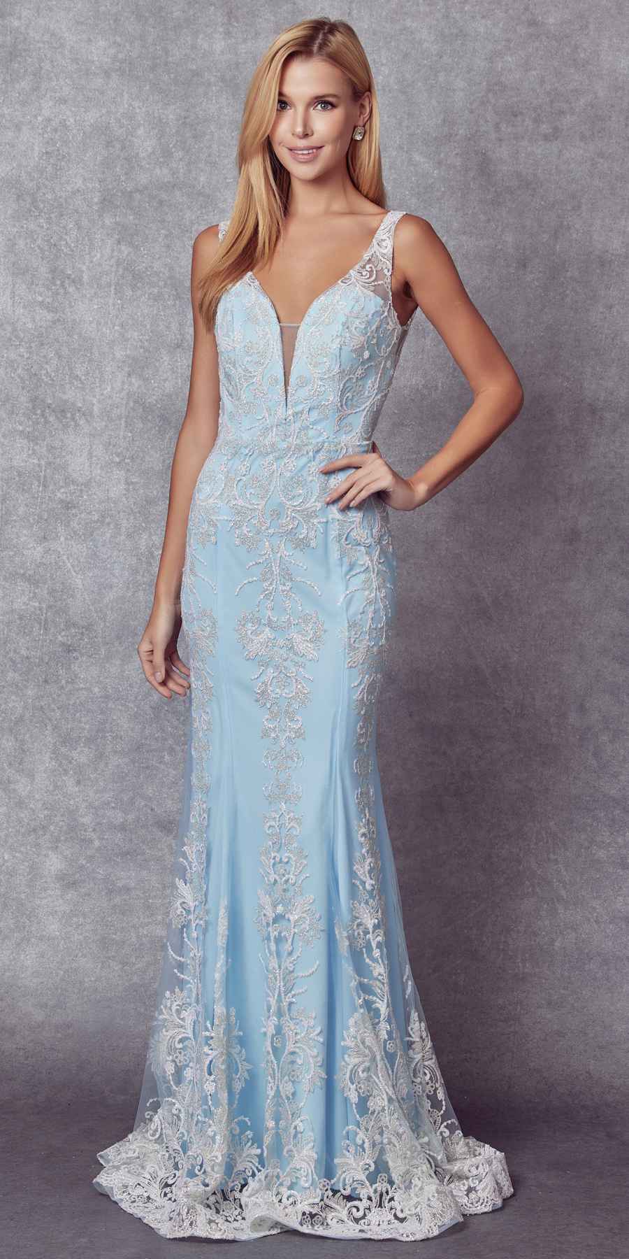 Juliet 277W Fancy Glitter Design Tulle Mermaid Wedding Dress