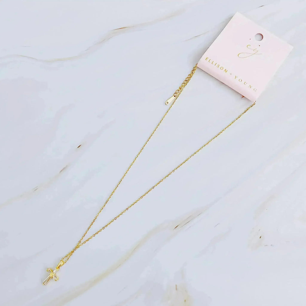 Crystal Cross Necklace – Elegant 18k Gold Plated Pendant | Timeless Style