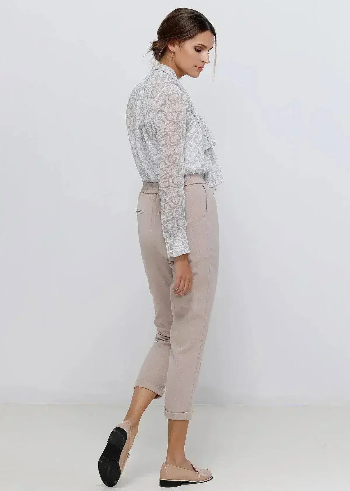 Tie Neck Sheer Blouse In Ivory Silver | FEMSTYLO