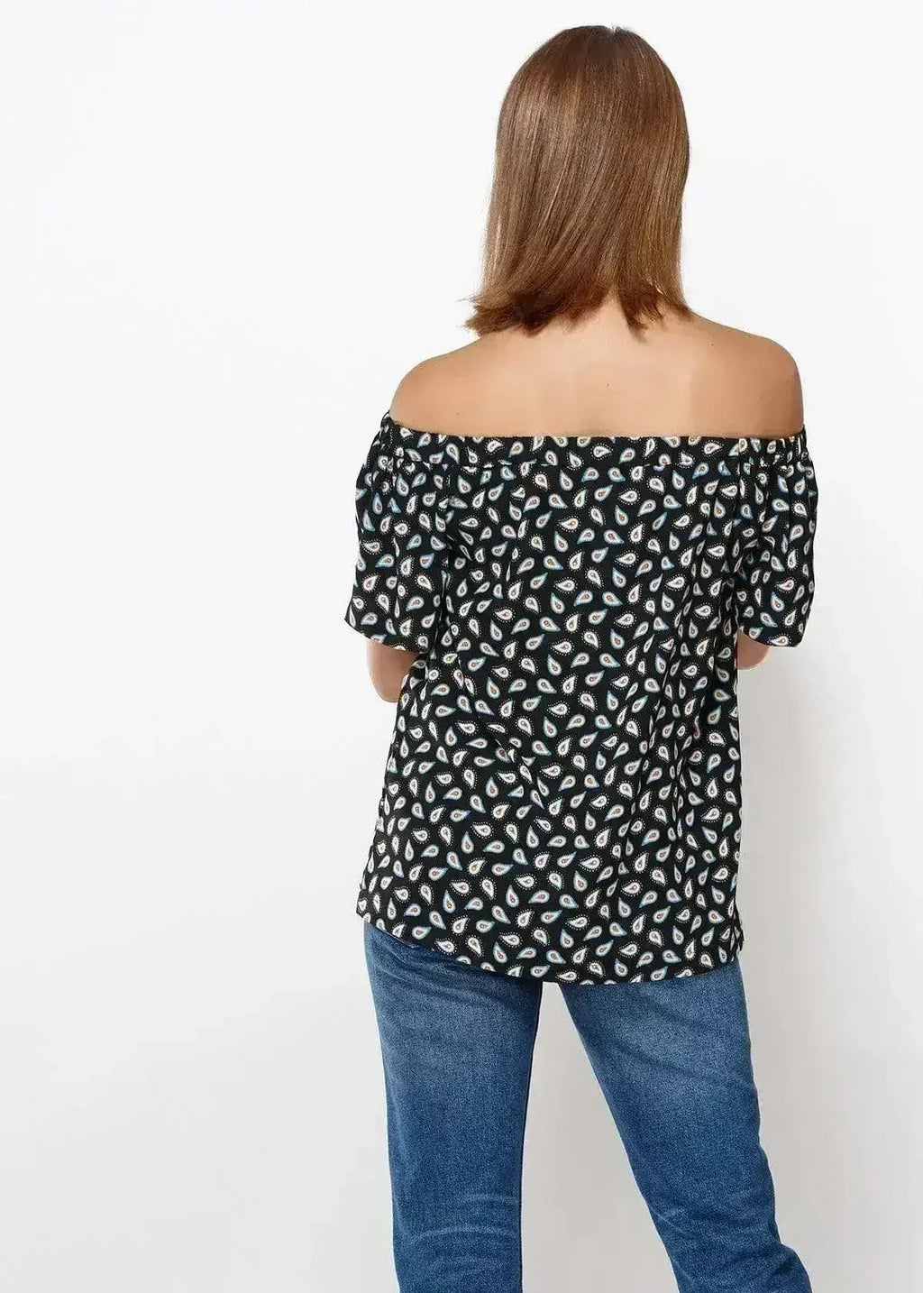 Women's Off Shoulder Top In Black Blue Avocado | Femstylo