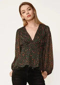 V-neck Puff Sleeve Blouse in Leopard Hunt | Femstylo