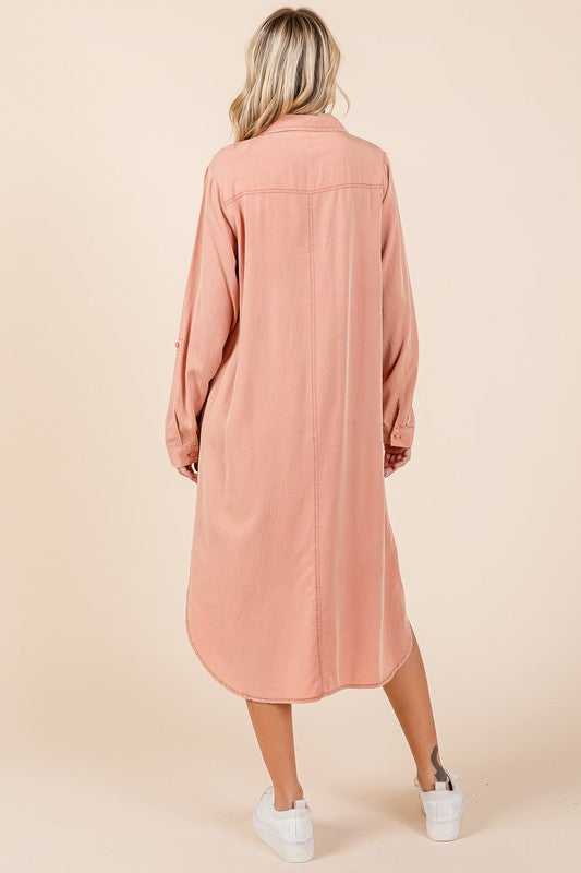 Button Down Long Sleeve Shirt Dress For Women – Casual, Timeless and Versatile Classic Shirt Dress for Year-Round Wear