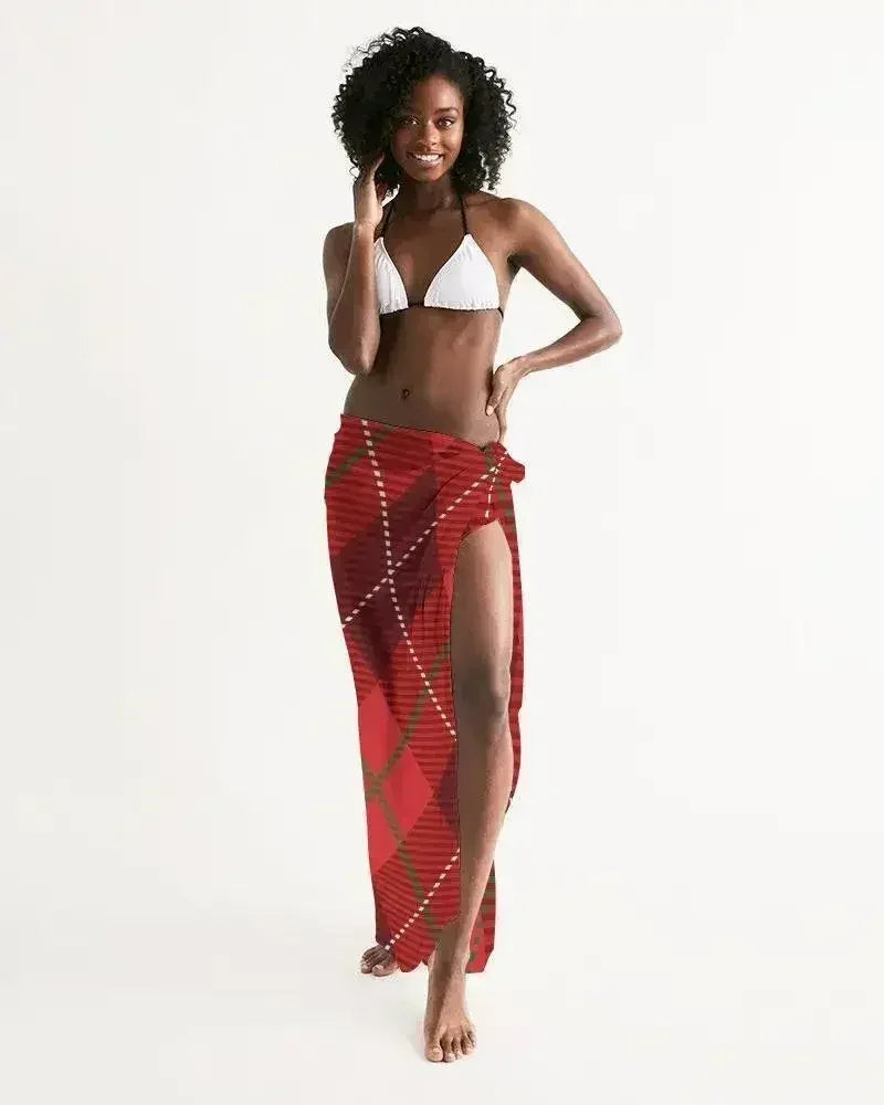 Sheer Plaid Red Swimsuit Cover Up