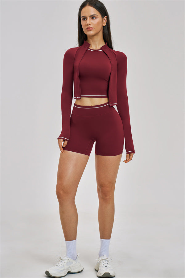 The Unbound Jacket Crop Top Shorts 3-Piece Set