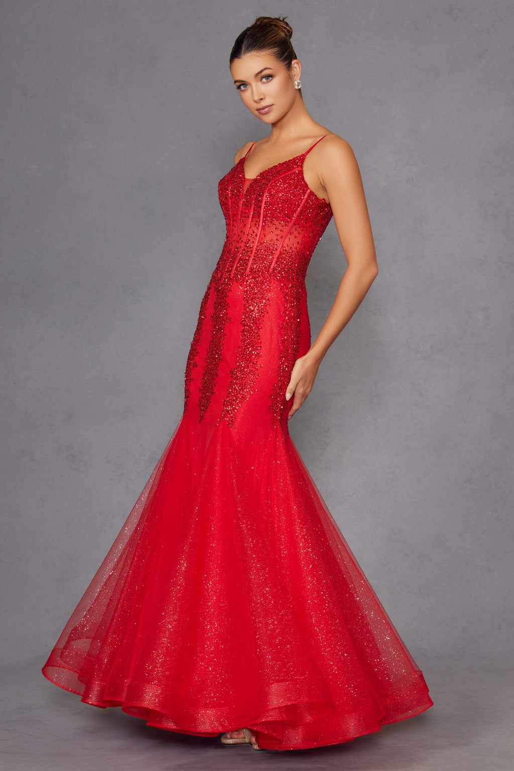 Juliet JT2883C Embellished Fitted Corset Mermaid Gown