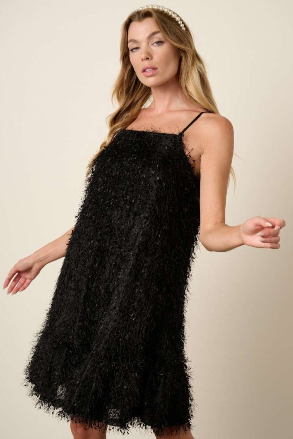Feather Ruffle Hem Mini Cami Dress For Women – Ruffled Mini Dress, Cami Dress, Feather Detail Dress, Playful Mini Dress, Warm Weather Dress