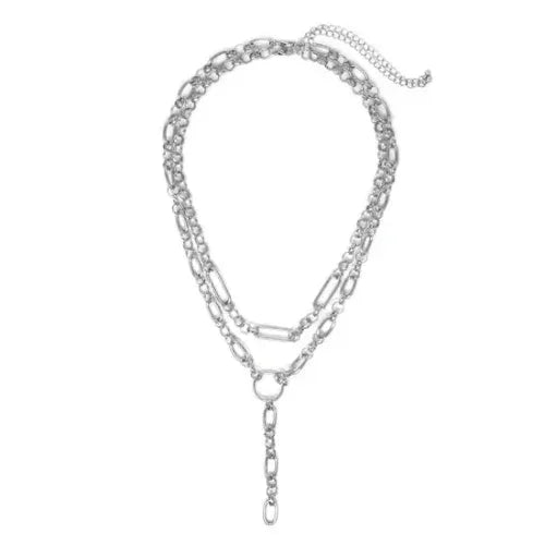 T Drop Layered Chain Necklace