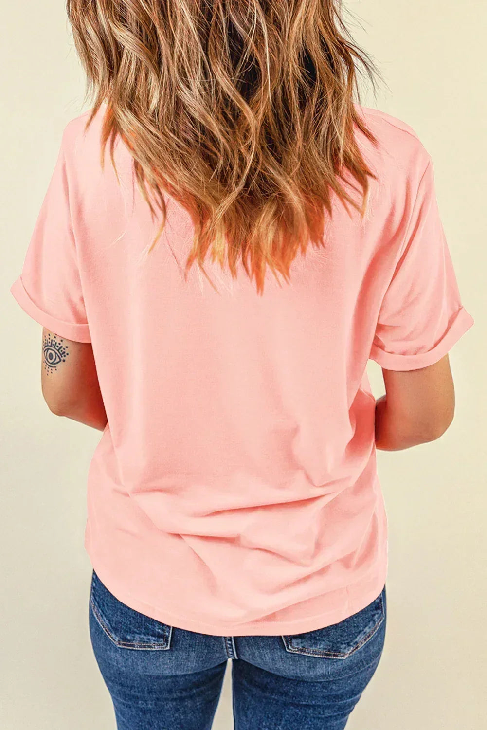 Pink Retro Checkered teach and Bow Pencil Graphic T Shirt