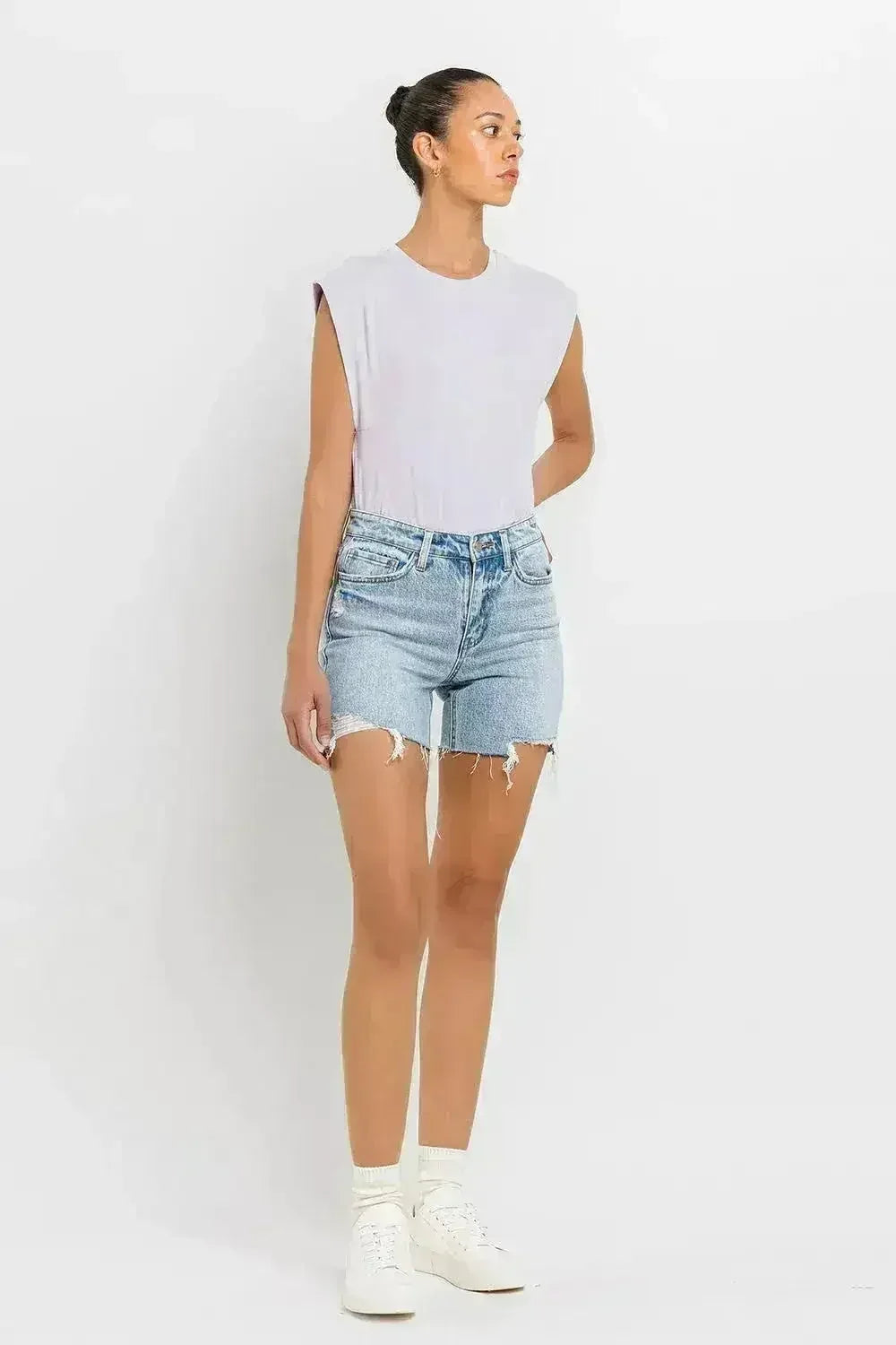 High Rise Denim Shorts by Vervet Flying Monkey | Femstylo