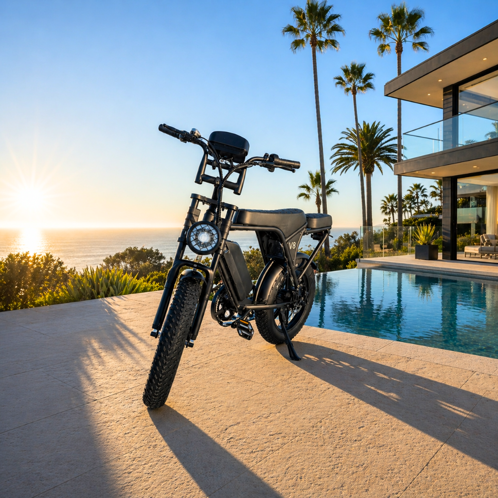V8 Fat Tire Electric Bike (1000W–1500W)