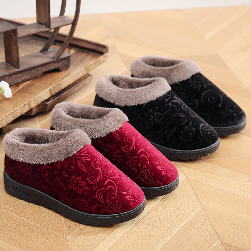 Home Slippers For Women Winter Warm Plush Cotton Home Slippers Women Non Slip Velvet Cotton Couple Soft Shoes Indoor Warm Fuzzy Plush Fleece Lining Bedroom Comfy Home Living Room Shoes
