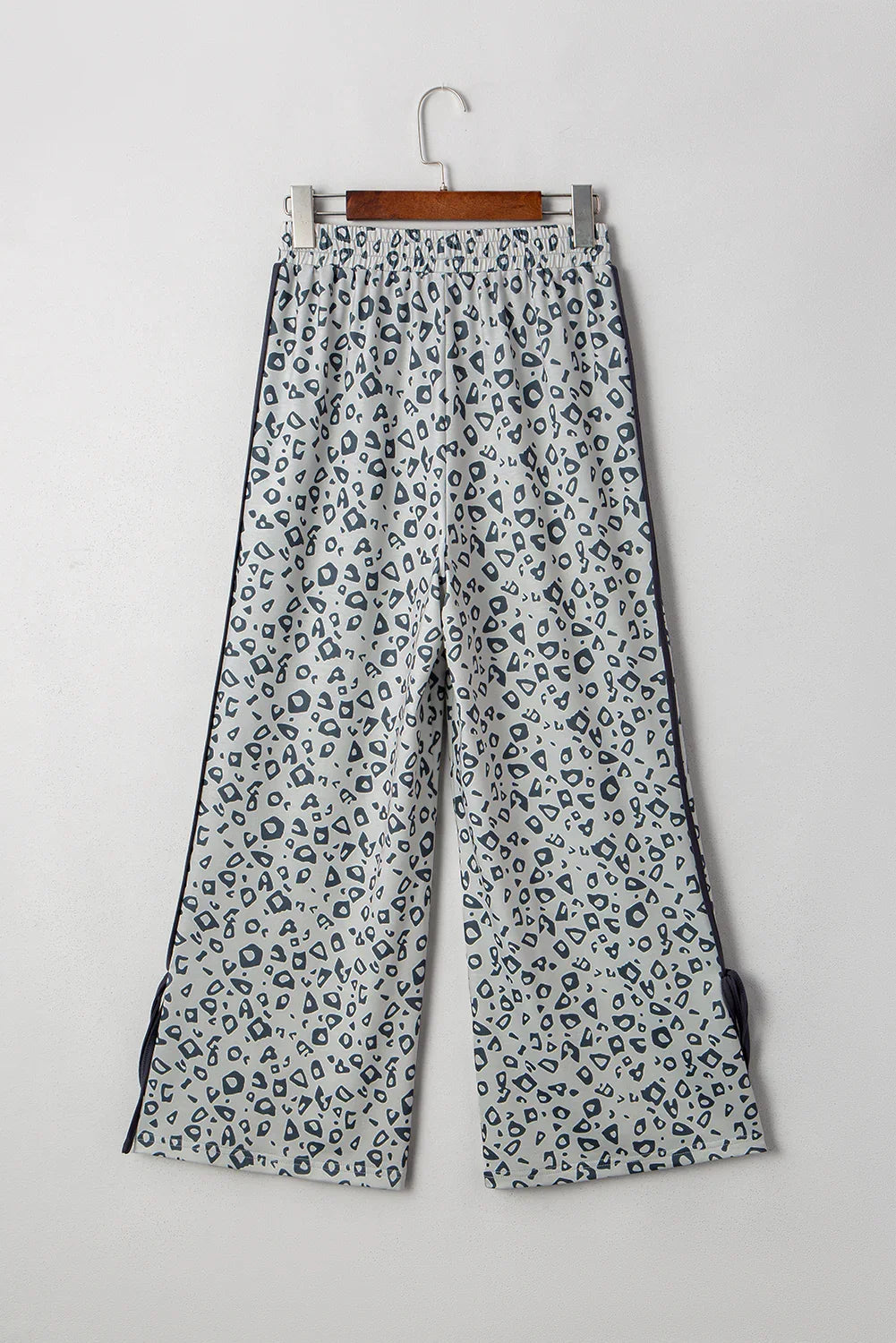 Khaki Leopard Print High Rise Knot Side Pants