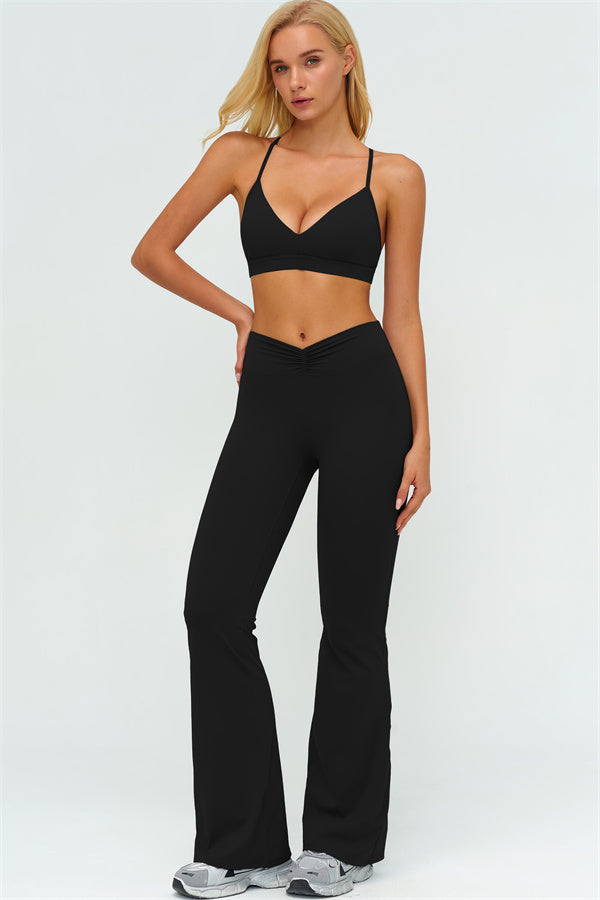 The Lushness Y-Back Sports Bra Flared Leggings 2-Piece Set