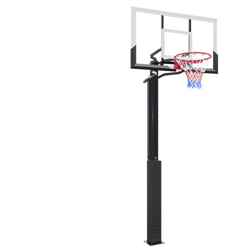 Outdoor Buried Hand-operated Height Adjustable Basketball Stand for Backyard Play
