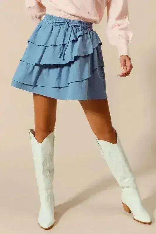SO ME Asymmetrical Ruffled Game Day Skirt