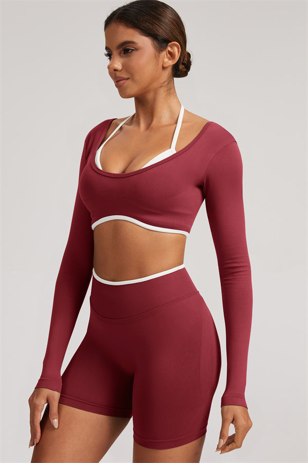 The Elevate Long Sleeve Crop top Shorts 2-Piece Set