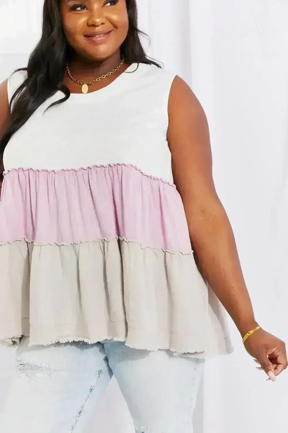 Lavender Color Block Baby doll Top - Sunset Design | Femstylo