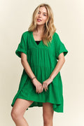 Tiered Notched Short Sleeve Dress For Women – Versatile, Chic, Elegant, Fluttering, Comfortable, Fashionable Dress for Any Occasion