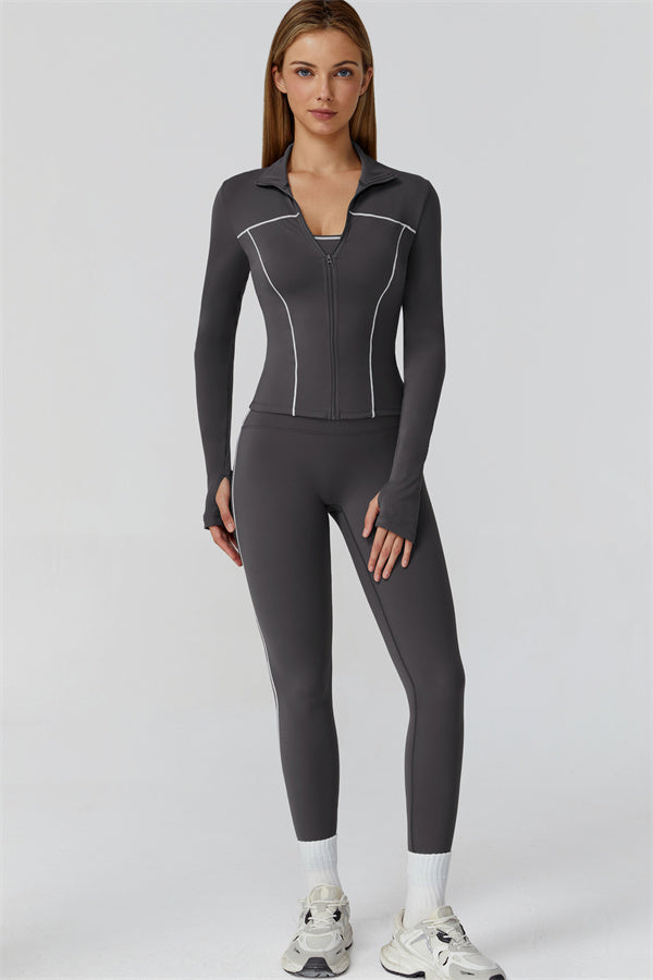 The Venus Zip Top Sports Bra Leggings 3-Piece Set
