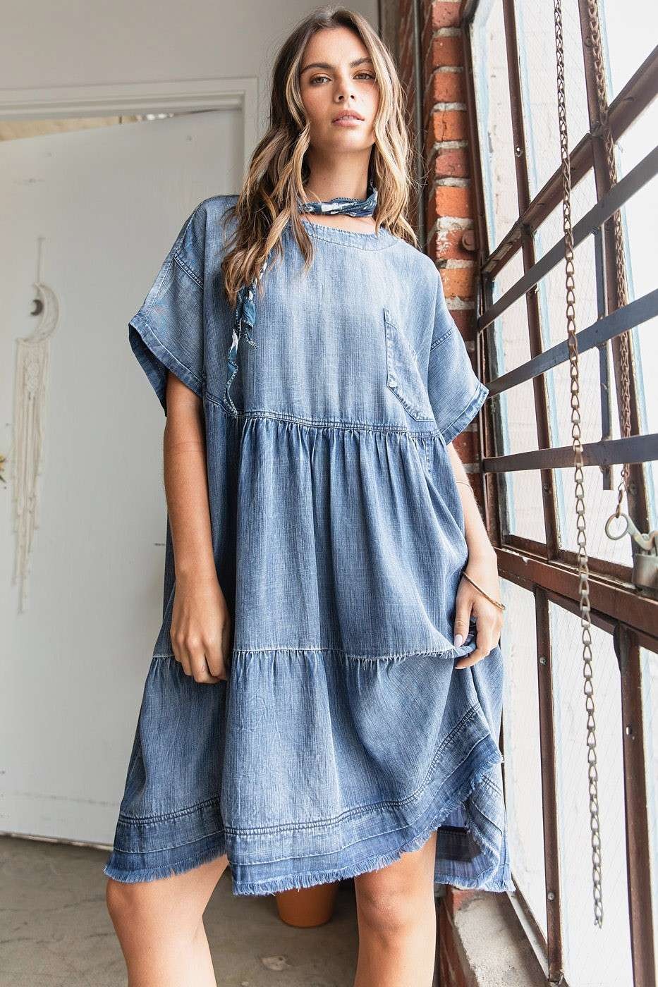 Oversized Mini Dress Relaxed Fit Boho Design Comfortable And Breathable Women Dress