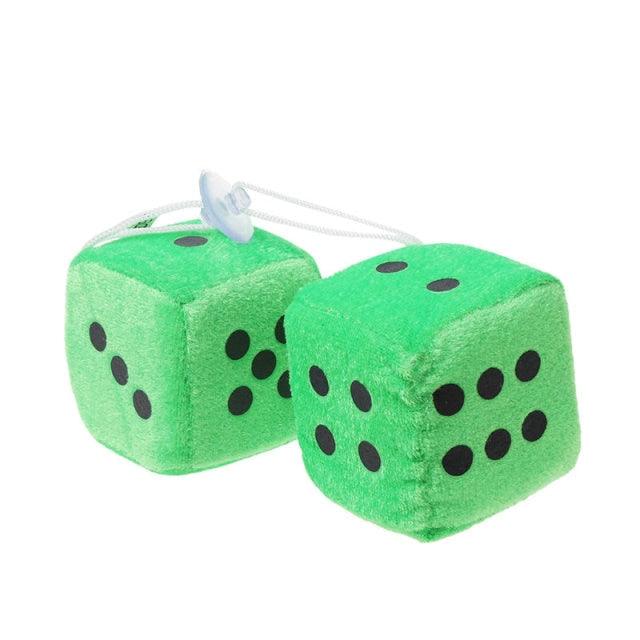 2PCS Car-Styling Fuzzy Dice Dots Rear View Mirror Hangers Car Interior Decoration White Dots Decorative Mirror Fuzzy Dice Black Plush Car Hanging Mirror Fuzzy Dice Pair Auto Accessories Interior Ornaments