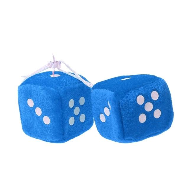 2PCS Car-Styling Fuzzy Dice Dots Rear View Mirror Hangers Car Interior Decoration White Dots Decorative Mirror Fuzzy Dice Black Plush Car Hanging Mirror Fuzzy Dice Pair Auto Accessories Interior Ornaments