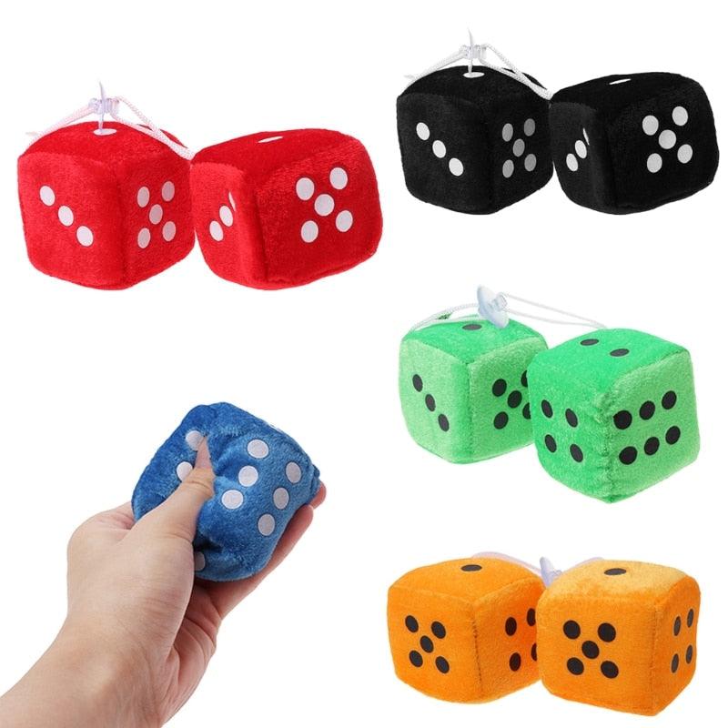 2PCS Car-Styling Fuzzy Dice Dots Rear View Mirror Hangers Car Interior Decoration White Dots Decorative Mirror Fuzzy Dice Black Plush Car Hanging Mirror Fuzzy Dice Pair Auto Accessories Interior Ornaments