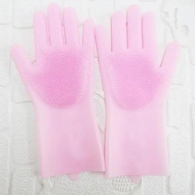 2PCS Cleaning Sponge Gloves Multifunction Silicone Cleaning Magic Gloves Dish Washing Gloves For Kitchen Household Plate Washing  Reusable Cleaning Gloves For Housework