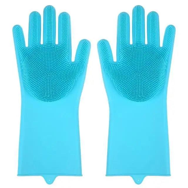 2PCS Cleaning Sponge Gloves Multifunction Silicone Cleaning Magic Gloves Dish Washing Gloves For Kitchen Household Plate Washing  Reusable Cleaning Gloves For Housework
