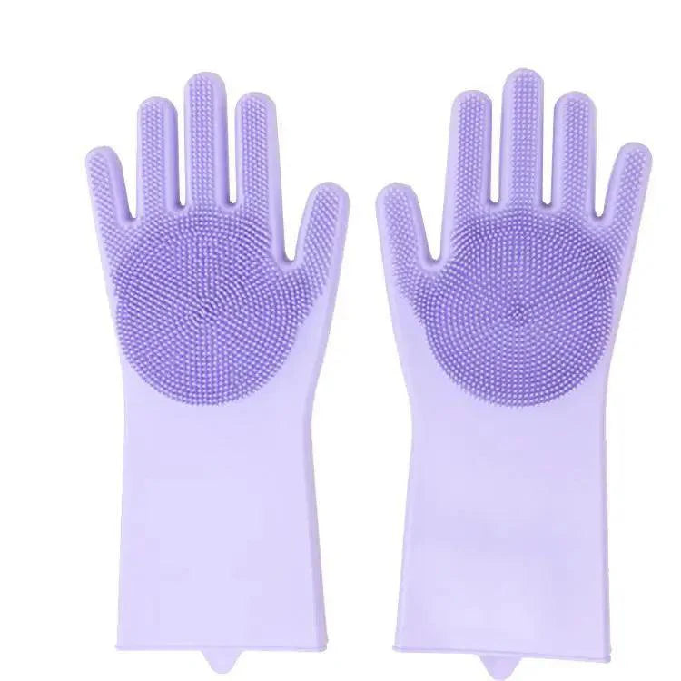 2PCS Cleaning Sponge Gloves Multifunction Silicone Cleaning Magic Gloves Dish Washing Gloves For Kitchen Household Plate Washing  Reusable Cleaning Gloves For Housework