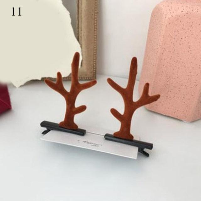 2pcs Cute Deer Ear Hairpins Christmas Hair Clips For Girls Cartoon Antlers Barrettes Lovely Pompom Hairgrips Fashion Hair Accessories For Women