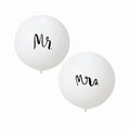 2pcs/lot Good Quality 36inch Round White and black Print Mr&Mrs Latex Balloons For Happy Wedding And  Valentine's Day
