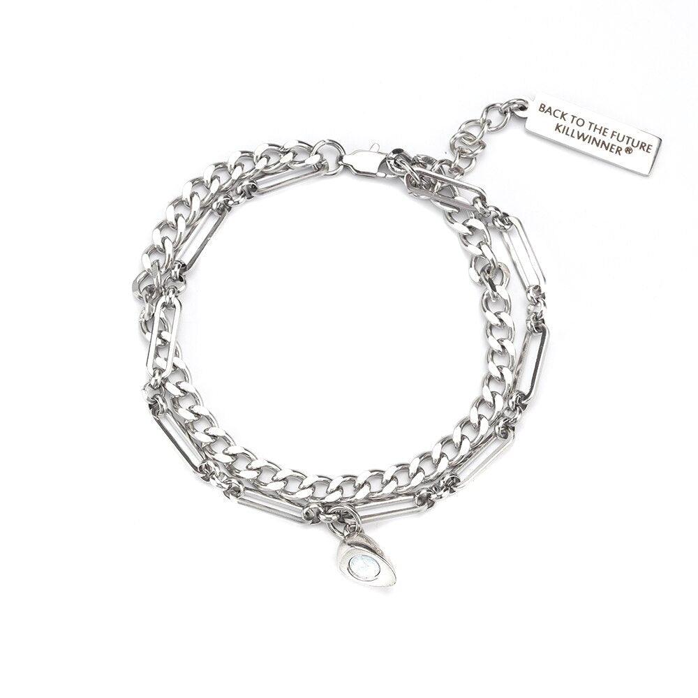 2pcs/Set Stainless Steel Double Chain Vintage Couple Bracelet Heart Magnet Attractive Magnetic Bracelet Oval Chain Paperclip Chain Double Layer Love Heart Magnet Bangle Bracelets Hypoallergenic Engraved Adjustable Couple Bracelet Set Gifts For Women Men