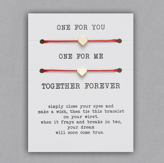 2pcs/set Together Forever Love Infinity 8 Charm Bracelet Red String Couple Bracelets Wish Jewelry Long Distance Matching Bracelets For Best Friend Mother Daughter 17-30cm