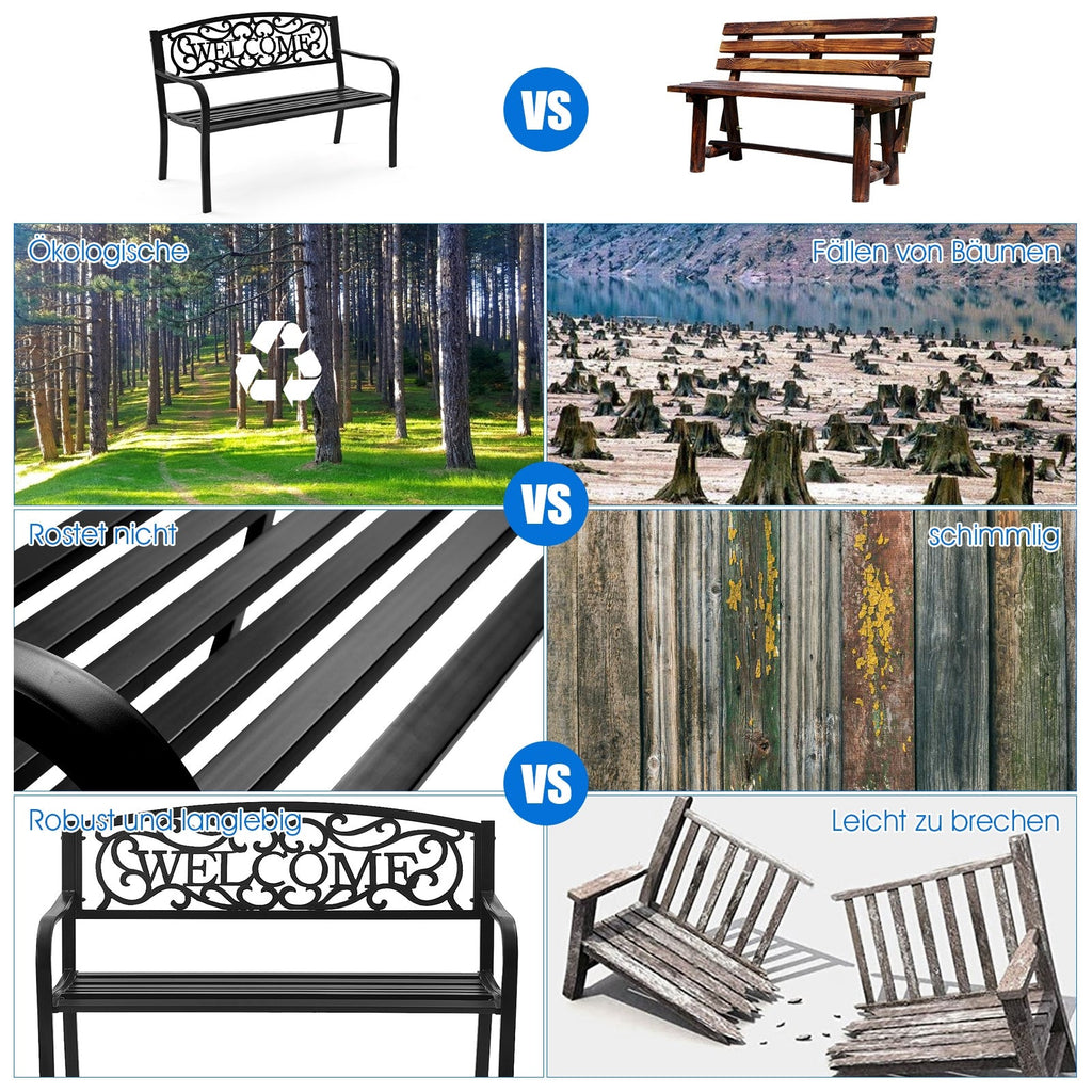 Outdoor Furniture Steel Frame Porch Garden Bench
