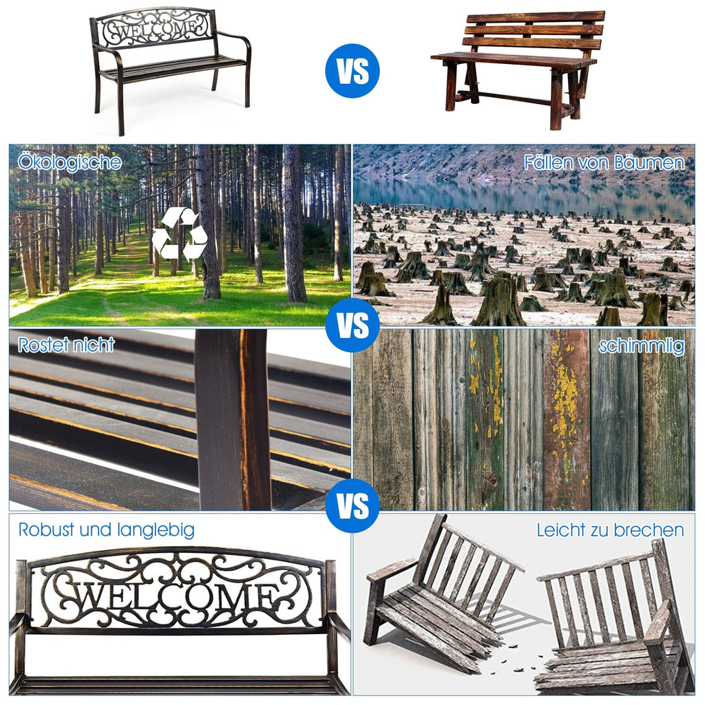 Outdoor Furniture Steel Frame Porch Garden Bench