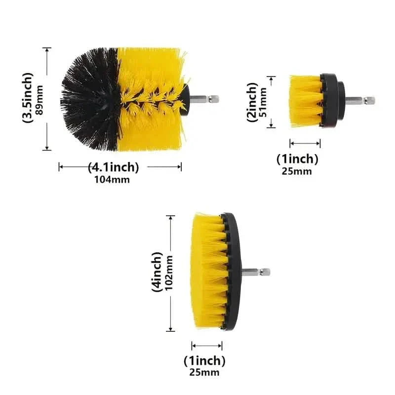 3-Piece Set: Power Scrubber Wash Cleaning Brushes Tool Kit