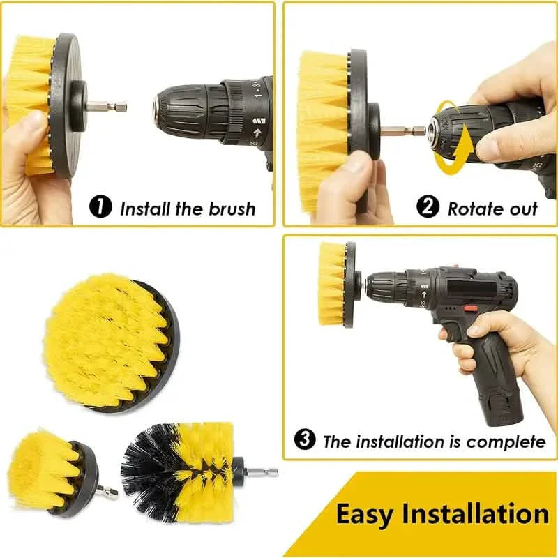 3-Piece Set: Power Scrubber Wash Cleaning Brushes Tool Kit