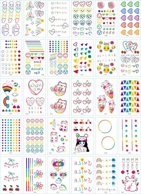 30 Pieces/set Small Luxury Temporary Tattoo Sticker Colorful Drawing Flower Cute Body Tatoo For Kids Adults