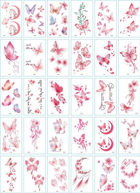 30 Pieces/set Small Luxury Temporary Tattoo Sticker Colorful Drawing Flower Cute Body Tatoo For Kids Adults