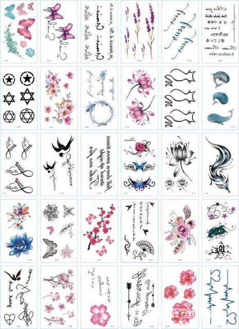30 Pieces/set Small Luxury Temporary Tattoo Sticker Colorful Drawing Flower Cute Body Tatoo For Kids Adults