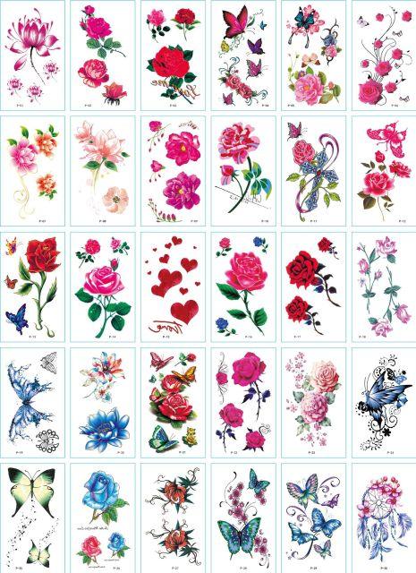 30 Pieces/set Small Luxury Temporary Tattoo Sticker Colorful Drawing Flower Cute Body Tatoo For Kids Adults