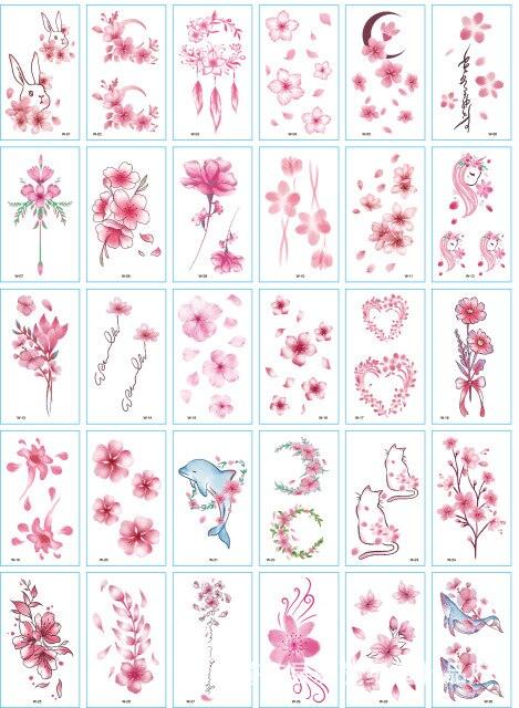 30 Pieces/set Small Luxury Temporary Tattoo Sticker Colorful Drawing Flower Cute Body Tatoo For Kids Adults